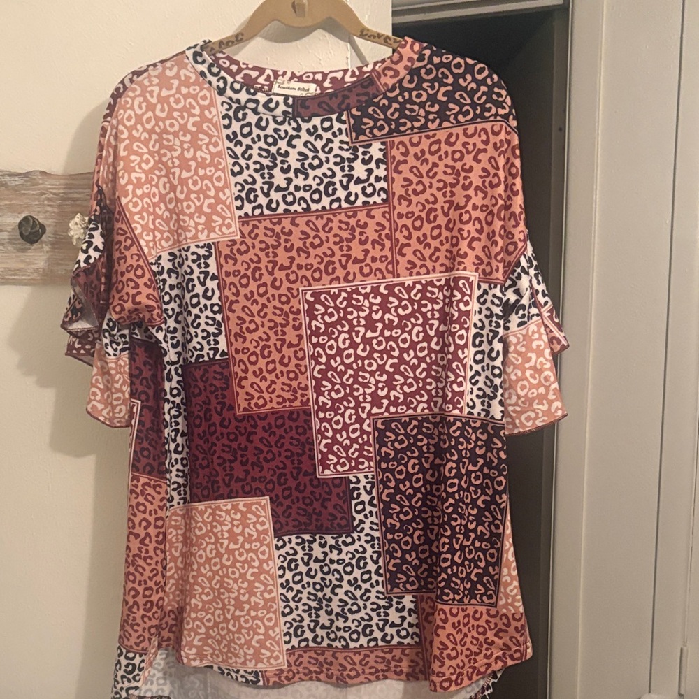 Stylish Patchwork Leopard Print Blouse